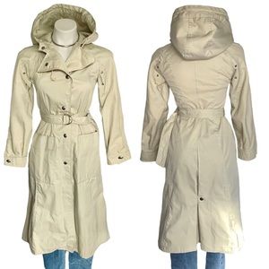 v i n t a g e :: Utex Belted Trenchcoat Oatmeal Long Line Hooded Coat